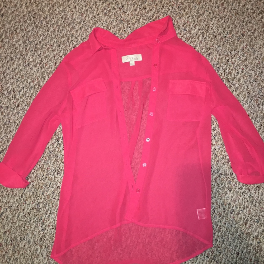 (Olive & Oak) Sheer button down blouse //Size S//